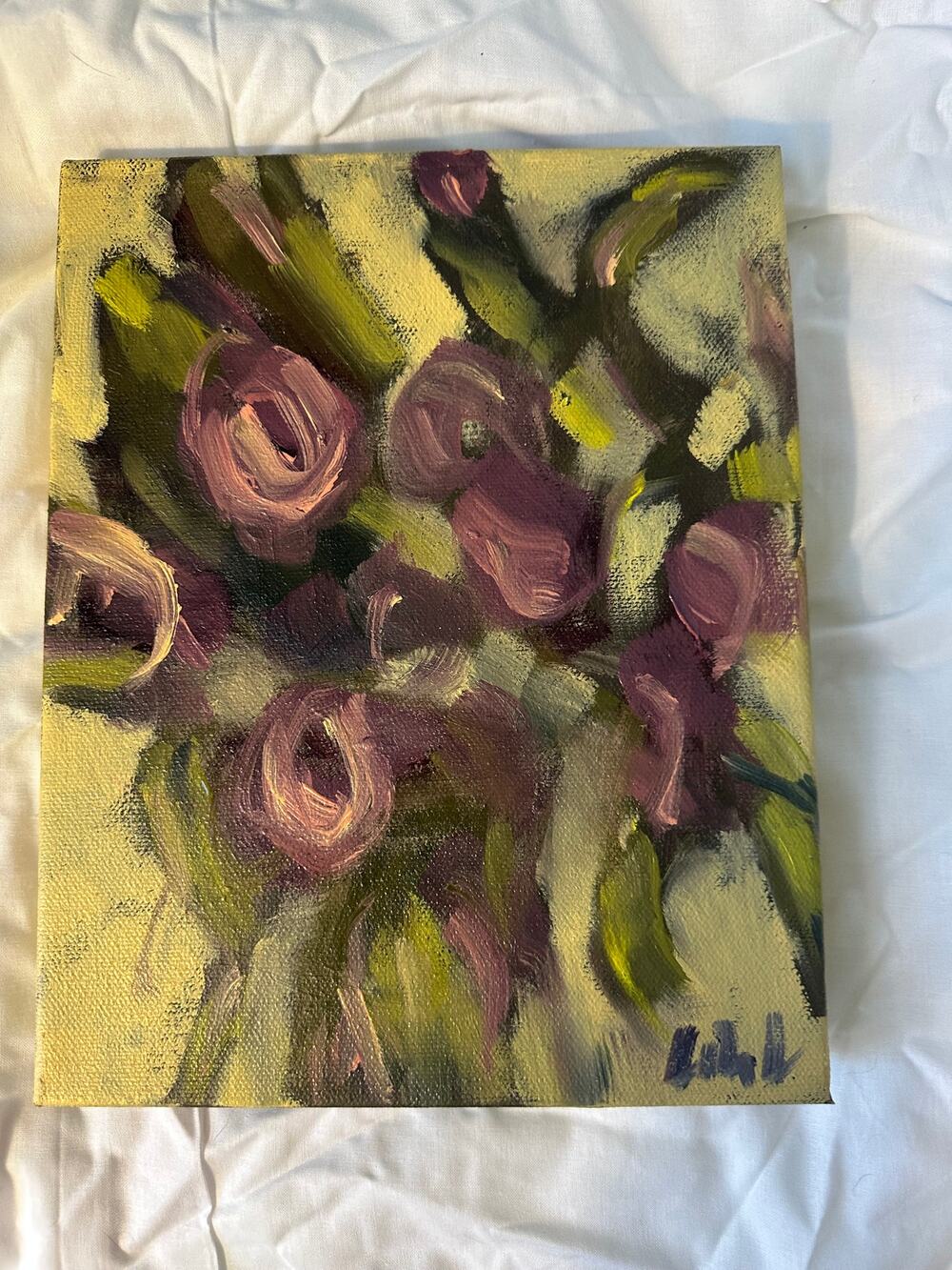 Original Oil on Canvas Painting 8x10 inches Floral Roses